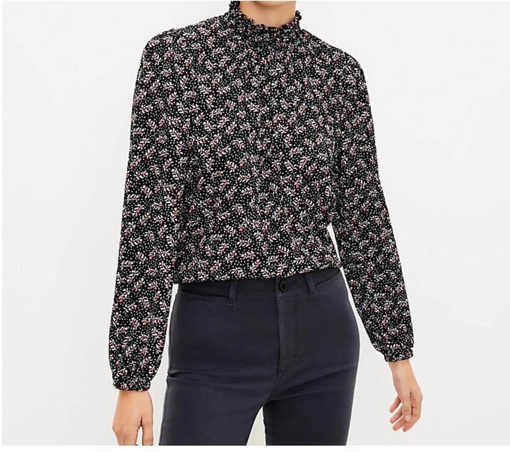 Loft Women's Vine Smocked Mock Top